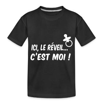 Ici, le réveil c'est moi ! bébé lolette - T-shirt bio Premium Enfant - noir - Devant