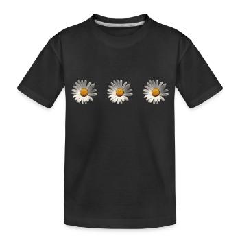 3 marguerites, fleur, printemps, été, jardin, - T-shirt bio Premium Enfant - noir - Devant