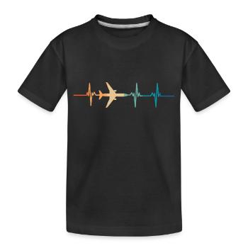 Battement de cœur avion - T-shirt bio Premium Enfant - noir - Devant