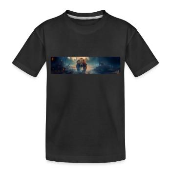 apocalypse world after mankind giant bear - Kids' Premium Organic T-Shirt - black - Front