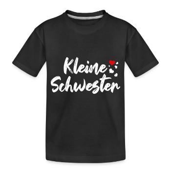 Kleine Schwester Liebe Schwesterherz - Kinder Premium Bio T-Shirt - Schwarz - Vorne
