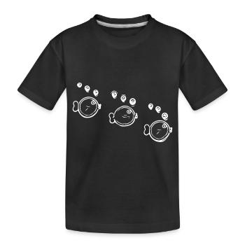 Trois drôles de bancs de poissons en formation - T-shirt bio Premium Enfant - noir - Devant