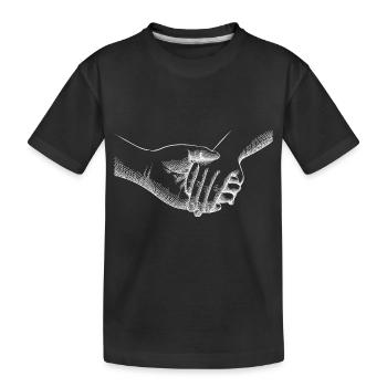 Mains tenant un croquis de couple d’amour - T-shirt bio Premium Enfant - noir - Devant