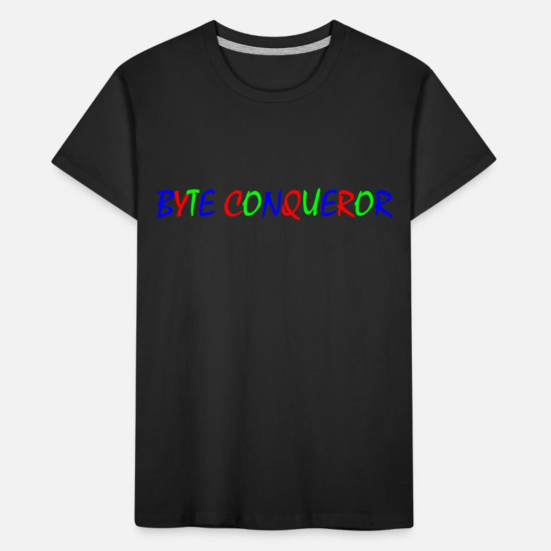 Byte Conqueror – Bunte Typografie Kinder Premium Bio T-Shirt