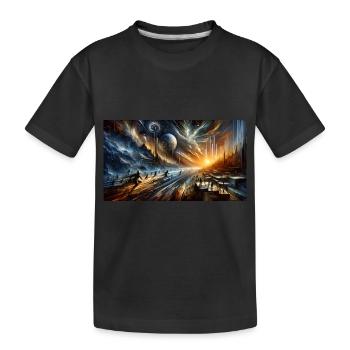 L’aube des époques - Art rupestre dystopique futuriste - T-shirt bio Premium Enfant - noir - Devant
