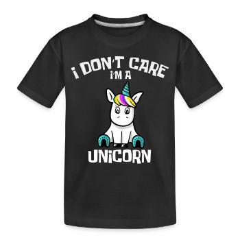 Unicorn Shirt i dont care in a unicorn - Kids' Premium Organic T-Shirt - black - Front