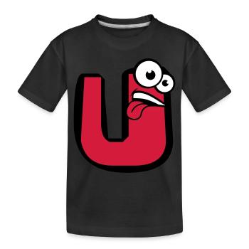 U lettre nom écrire bande dessin animé visage l - T-shirt bio Premium Enfant - noir - Devant