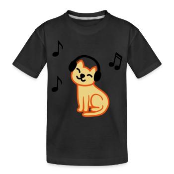 cat loves music, Katze liebt Musik - Kinder Premium Bio T-Shirt - Schwarz - Vorne