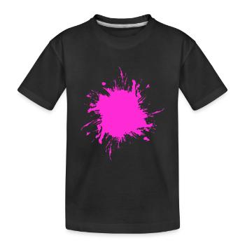 Fleck Farbe Gespritzt Schmutz schmutzig Pink - Kinder Premium Bio T-Shirt - Schwarz - Vorne