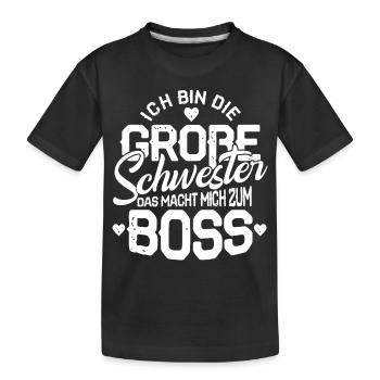 Grossesse de naissance grande soeur patron enfant - T-shirt bio Premium Enfant - noir - Devant