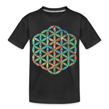 blume des lebens e 4 - Kinder Premium Bio T-Shirt - Schwarz - Vorne