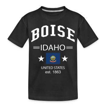 Boise - Kids' Premium Organic T-Shirt - black - Front
