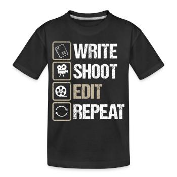 Filmmaker Write Shoot Edit Repeat Filme Macher - Kinder Premium Bio T-Shirt - Schwarz - Vorne