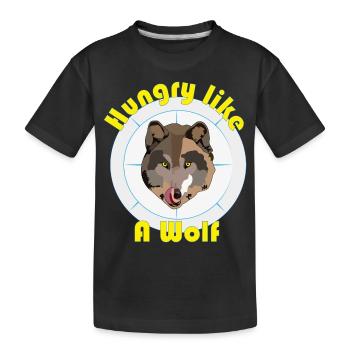 Hungry as a wolf - Kids' Premium Organic T-Shirt - black - Front