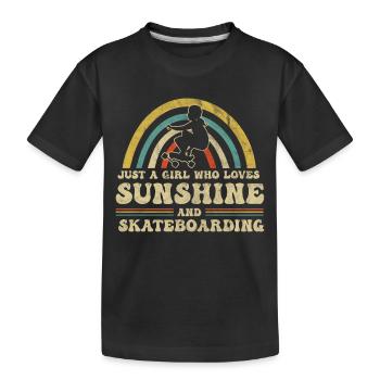 Just A Girl Who Skater Skateboard Longboard - Kinder Premium Bio T-Shirt - Schwarz - Vorne