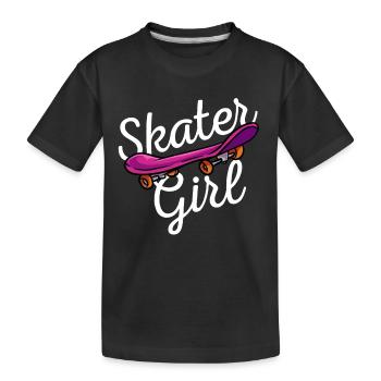 Skater Girl Skater Skateboard Longboard Halfpipe - Kinder Premium Bio T-Shirt - Schwarz - Vorne