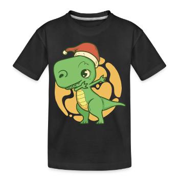 Dino, Christmas T-shirt. - Kinder Premium Bio T-Shirt - Schwarz - Vorne
