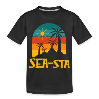 Seasta Beach Summer Ocean Tropical Seaside Trip - Kids' Premium Organic T-Shirt - black - Front