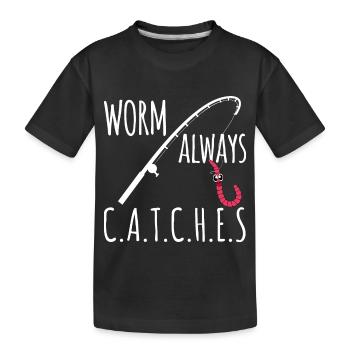 Wurm fängt immer - Kinder Premium Bio T-Shirt - Schwarz - Vorne