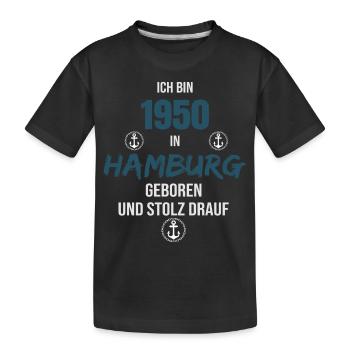1950 in Hamburg geboren und stolz drauf - Geschenk - Kinder Premium Bio T-Shirt - Schwarz - Vorne