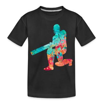 Cricket-Spieler in Popart - Kinder Premium Bio T-Shirt - Schwarz - Vorne