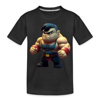 kleiner muskulöser Kämpfer - Kinder Premium Bio T-Shirt - Schwarz - Vorne