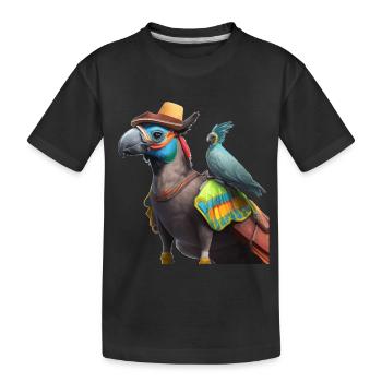 Papagei mit Kumpel Geschenk - Kinder Premium Bio T-Shirt - Schwarz - Vorne