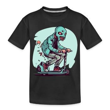 Le monstre à la trottinette - T-shirt bio Premium Enfant - noir - Devant