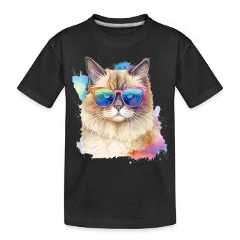 Chat ragdoll coloré cool avec des lunettes de soleil chat - T-shirt bio Premium Enfant - noir - Devant