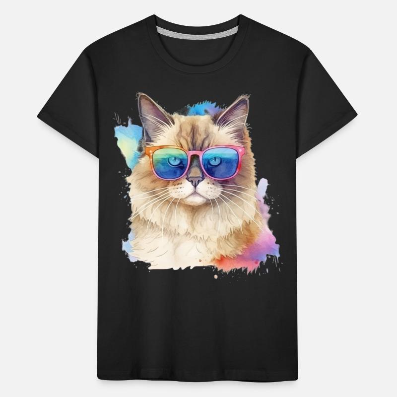 Chat ragdoll coloré cool avec des lunettes de soleil chat T-shirt bio Premium Enfant