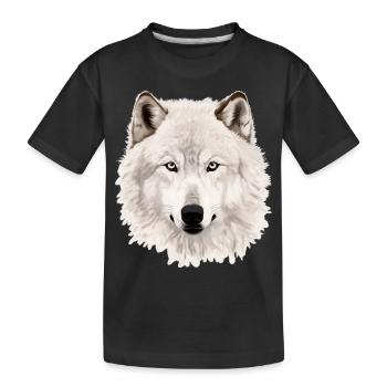 Furchtloses Auge des Wolfsgesichts Weiße Wolfsgrafik - Kinder Premium Bio T-Shirt - Schwarz - Vorne