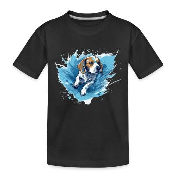 Beagle Dock-Diving into Water - Kids' Premium Organic T-Shirt - black - Front
