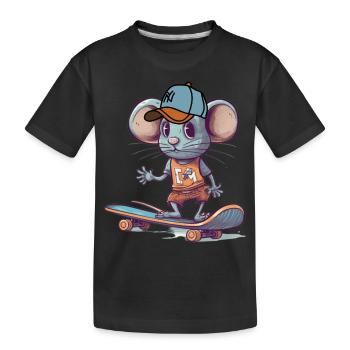 Skateboard Maus Skateboarder Nagetier cool sk8 - Kinder Premium Bio T-Shirt - Schwarz - Vorne