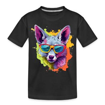 Leo, der Schakal mit der Brille - Kinder Premium Bio T-Shirt - Schwarz - Vorne