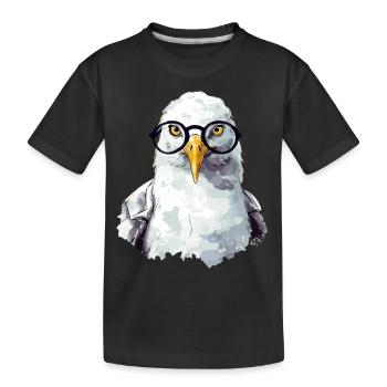 Miki the seagull with glasses - Kids' Premium Organic T-Shirt - black - Front