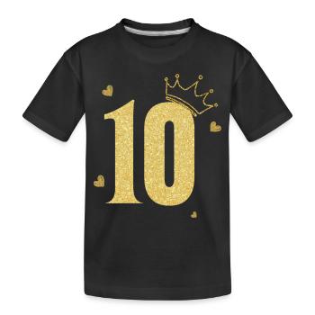 Goldene Krone zum 10-jährigen Jubiläum - Kinder Premium Bio T-Shirt - Schwarz - Vorne