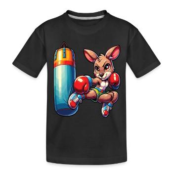 Ein niedliches Box-Känguru im Manga-Stil - Kinder Premium Bio T-Shirt - Schwarz - Vorne