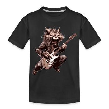 Animaux Domestiques, Mignon, Chat, Animal, Chat, Drôle De Musique, Guitare - T-shirt bio Premium Enfant - noir - Devant