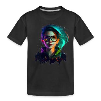 Gamer Girl Cyber Style - Kids' Premium Organic T-Shirt - black - Front