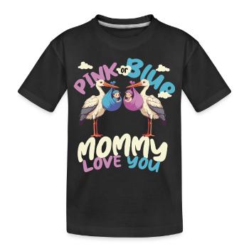 Rosa Storch - Kinder Premium Bio T-Shirt - Schwarz - Vorne