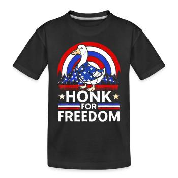 L’oie patriotique du 4 juillet klaxonne pour la liberté - T-shirt bio Premium Enfant - noir - Devant
