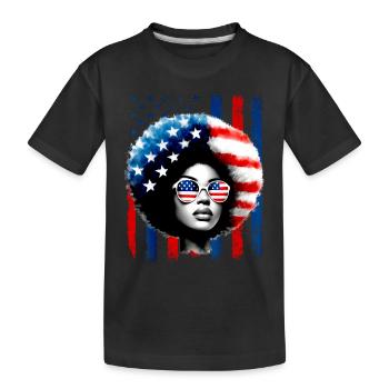 Black African American Women Patriotic Messy Bun - Kids' Premium Organic T-Shirt - black - Front