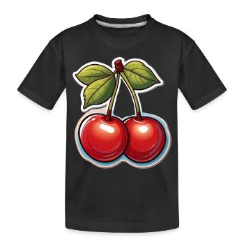 Leckere rote Kirschen - Kinder Premium Bio T-Shirt - Schwarz - Vorne