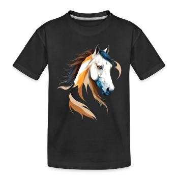 Pferd Vektor Kunst mit lebendiger Farbillustration - Kinder Premium Bio T-Shirt - Schwarz - Vorne