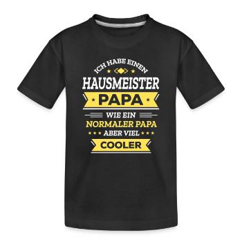 HAUSMEISTERPAPA: GEBURTSTAG WEIHNACHTEN VATERTAG - Kinder Premium Bio T-Shirt - Schwarz - Vorne