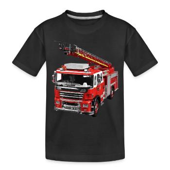 Camion de pompiers avec échelle tournante | Motif de camion de pompiers - T-shirt bio Premium Enfant - noir - Devant