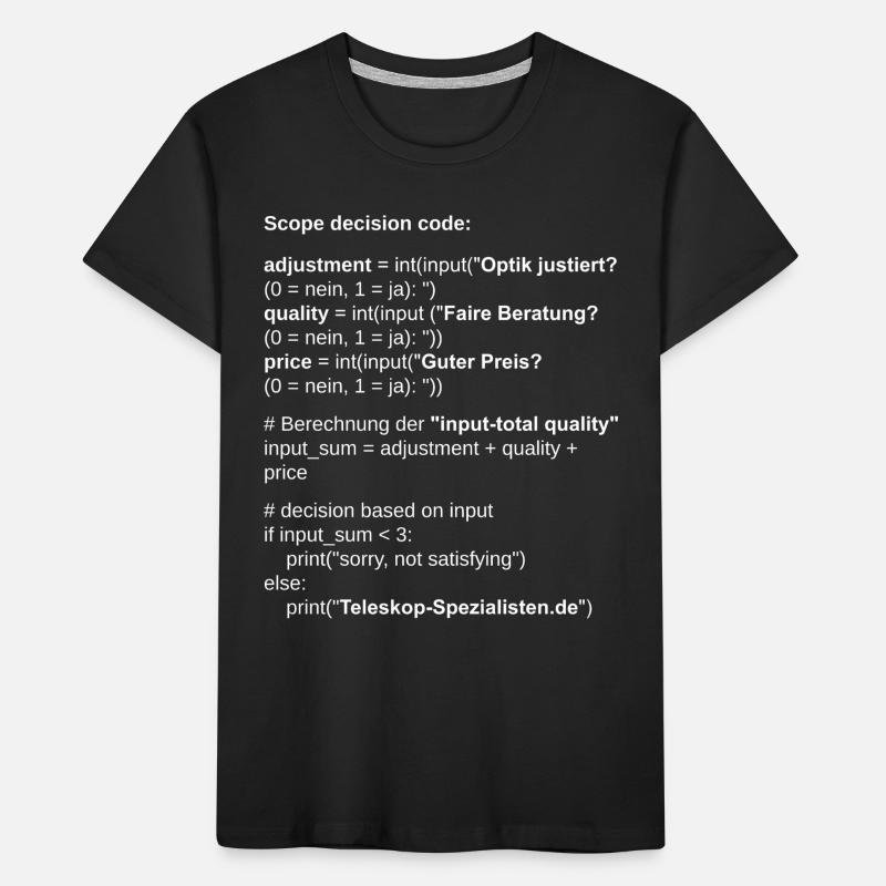 Astronomy Scope Decision Code Telescope Kids' Premium Organic T-Shirt