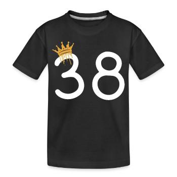 Elegant birthday number 38 with crown - Kids' Premium Organic T-Shirt - black - Front