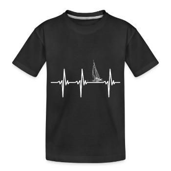 Herzschlag für Segelboote - Segelschiff Kapitän - Kinder Premium Bio T-Shirt - Schwarz - Vorne