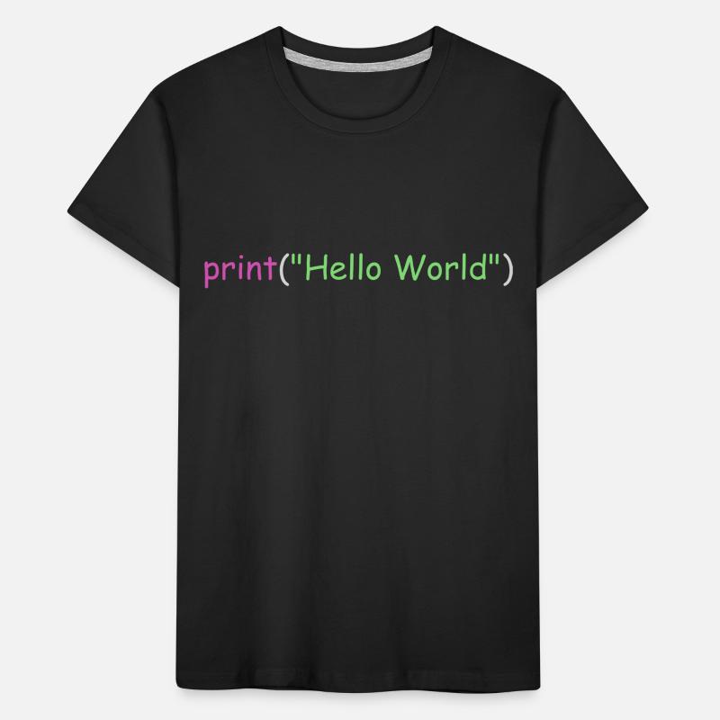 Hello World programming Python C++ C # Kids' Premium Organic T-Shirt